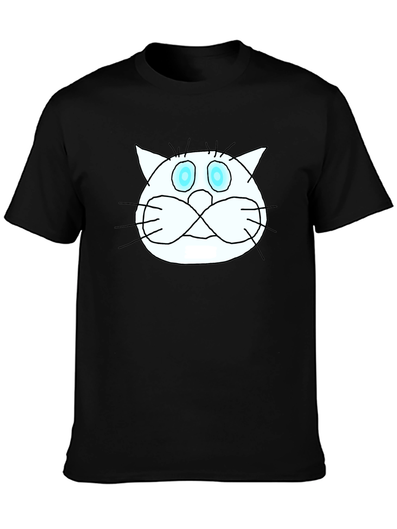 Funny Cat Graphic Tee - Black Crew Neck T-Shirt