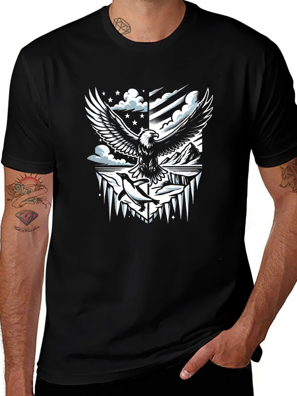 Eagle & Penguin Graphic Tee - Cool Design