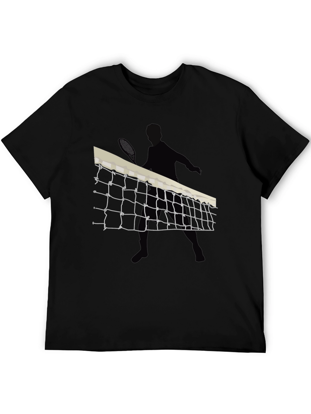 Tennis Net Graphic Tee - Black Cotton T-Shirt