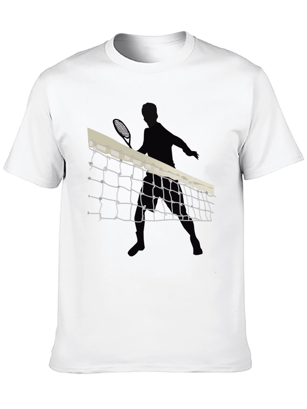 Tennis Net Graphic Tee - Black Cotton T-Shirt