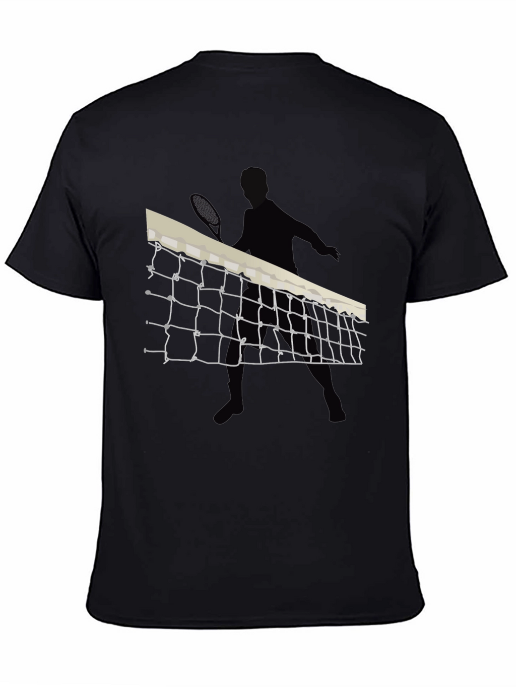 Tennis Net Graphic Tee - Black Cotton T-Shirt
