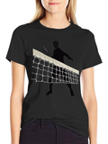 Tennis Net Graphic Tee - Black Cotton T-Shirt