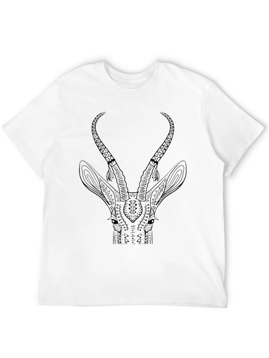 Tribal Antelope Graphic Black T-Shirt