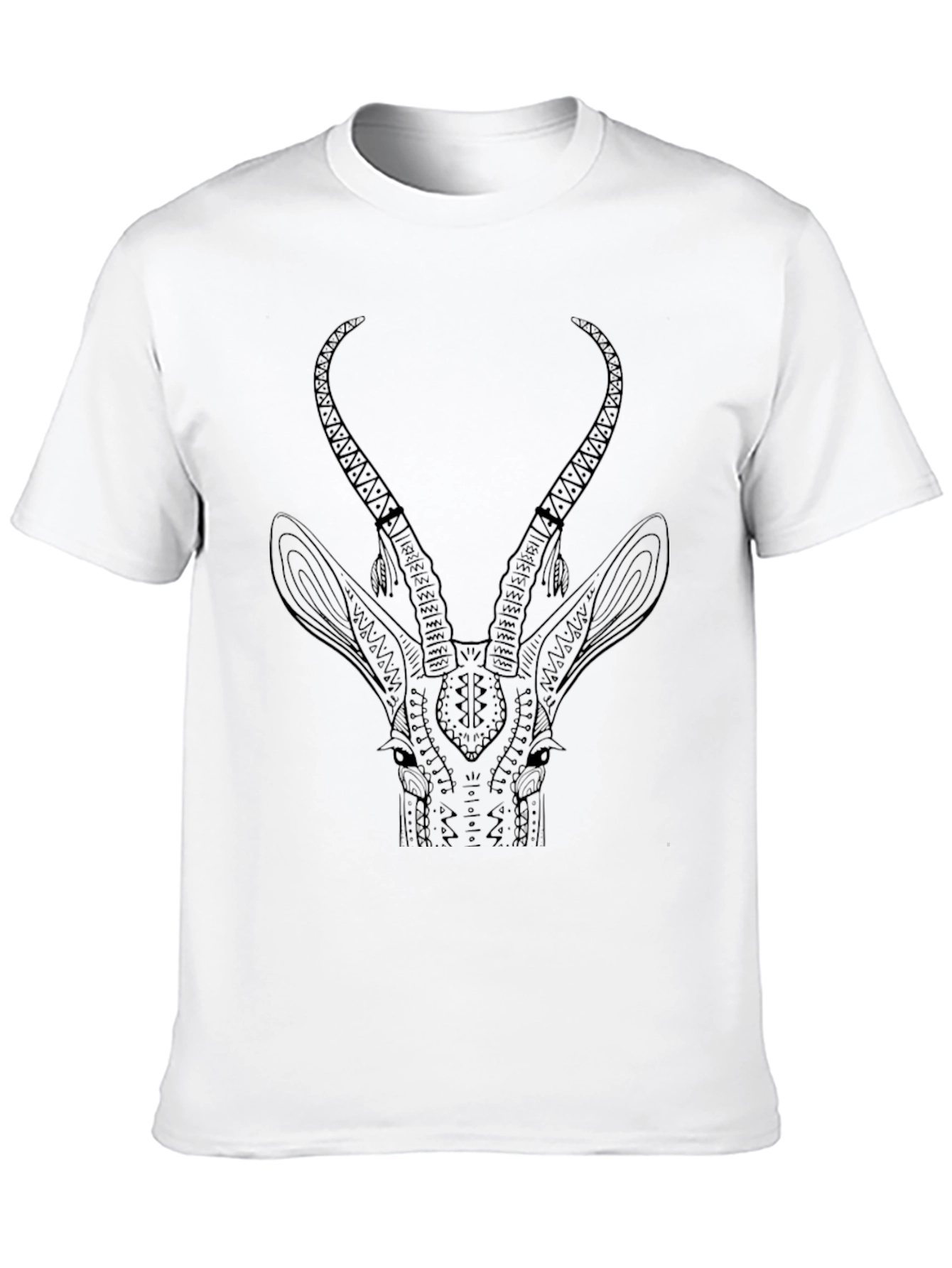 Tribal Antelope Graphic Black T-Shirt