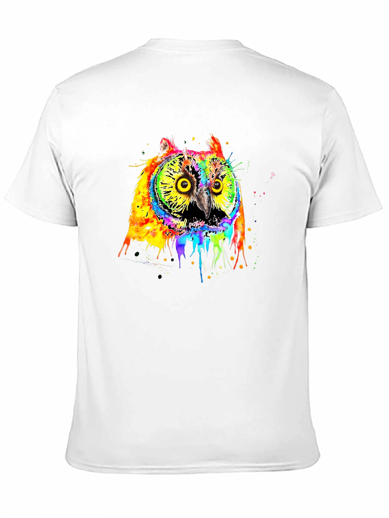 Rainbow Owl Graphic Black T-Shirt