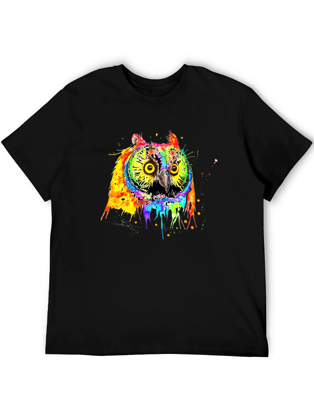 Rainbow Owl Graphic Black T-Shirt