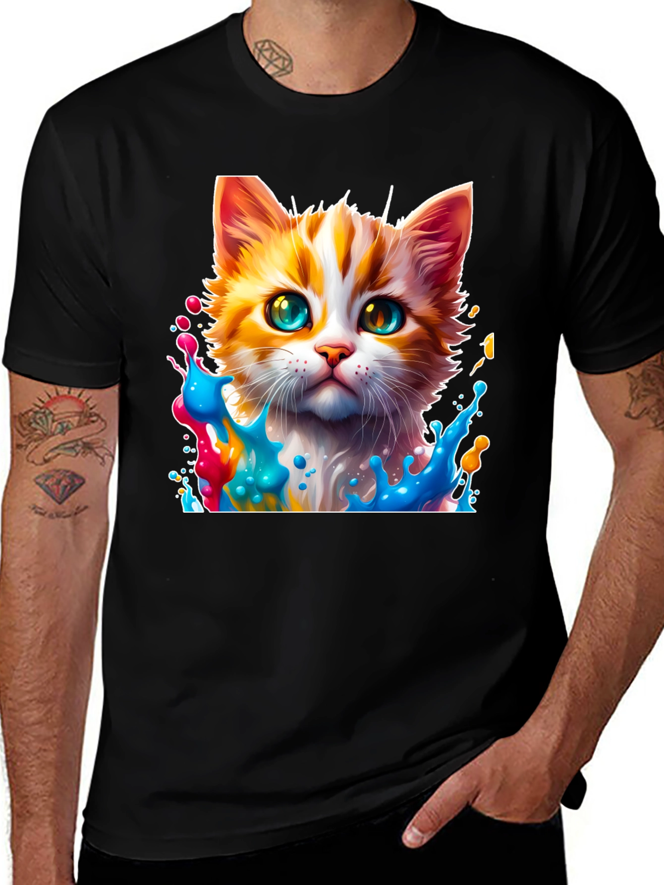 Colorful Cat Splash T-Shirt