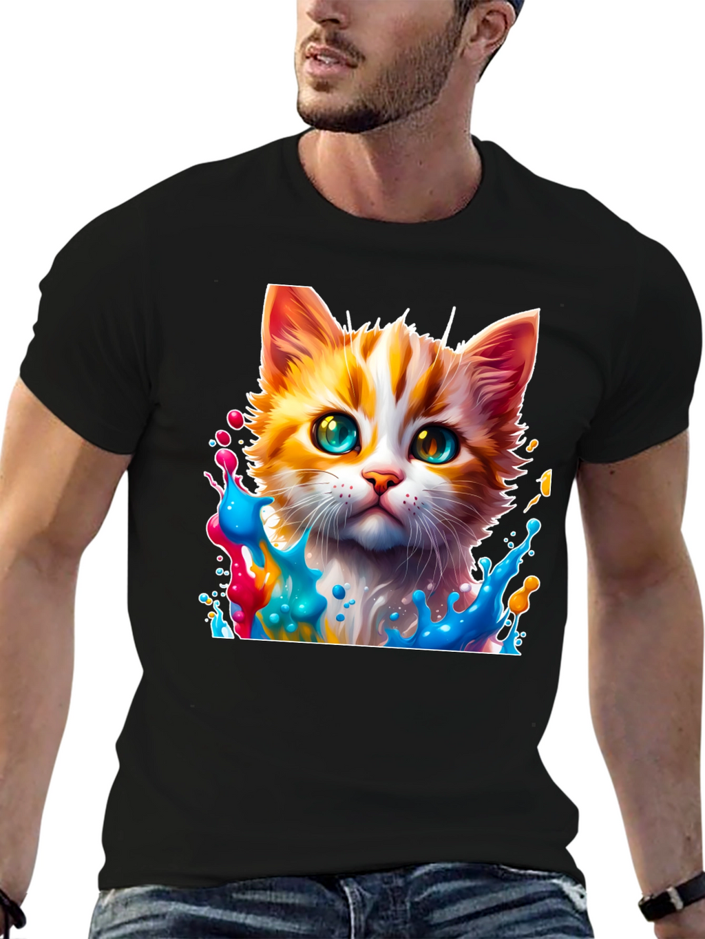 Colorful Cat Splash T-Shirt