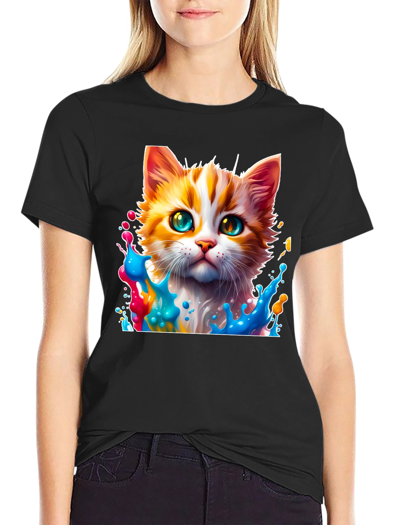 Colorful Cat Splash T-Shirt