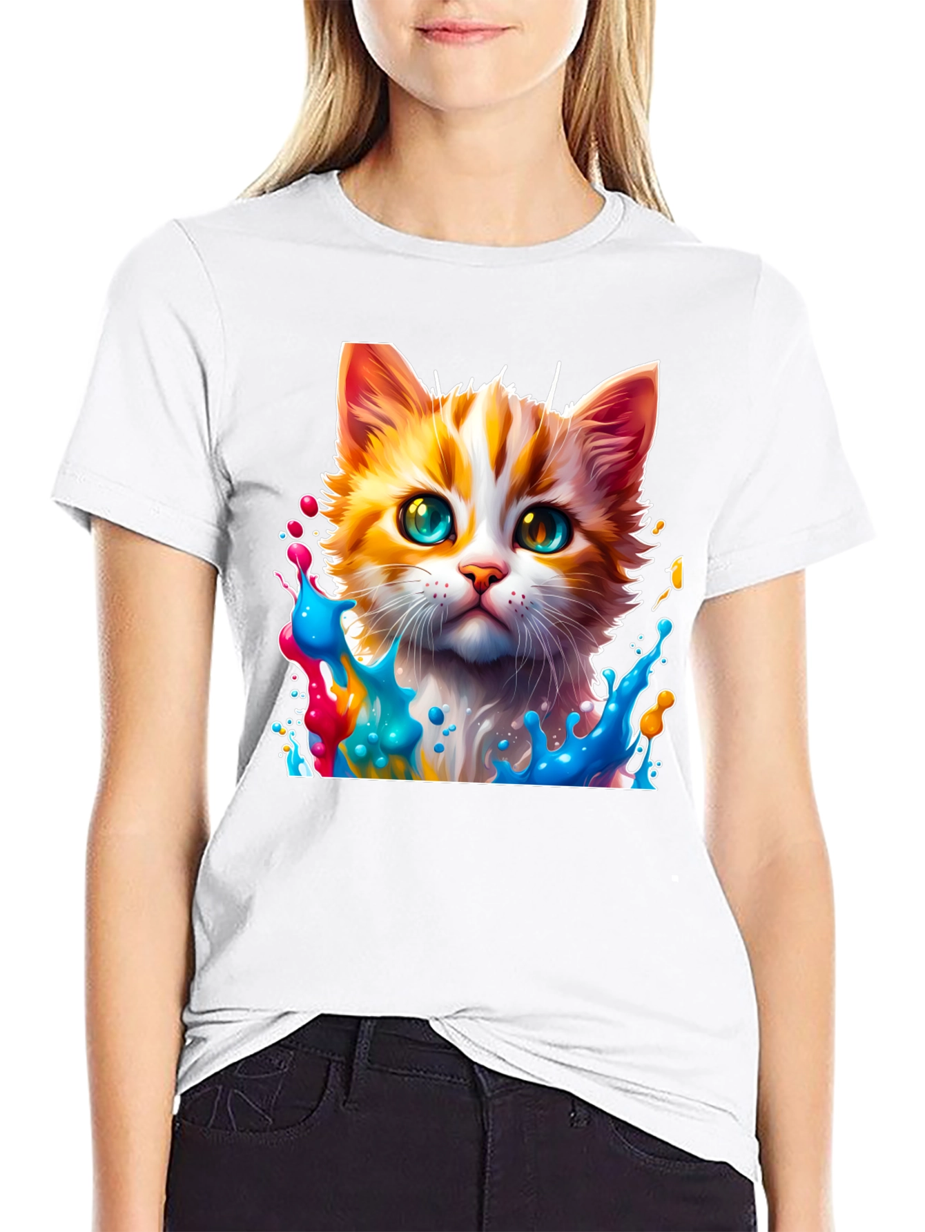 Colorful Cat Splash T-Shirt