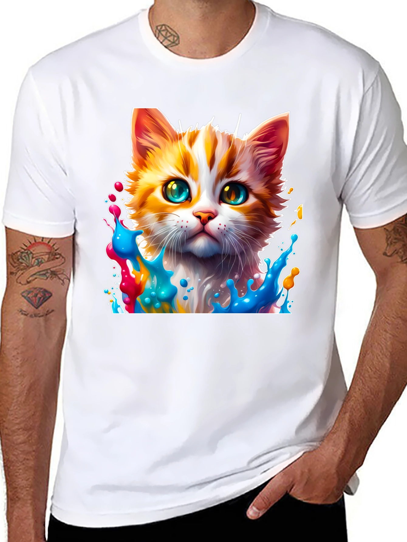 Colorful Cat Splash T-Shirt