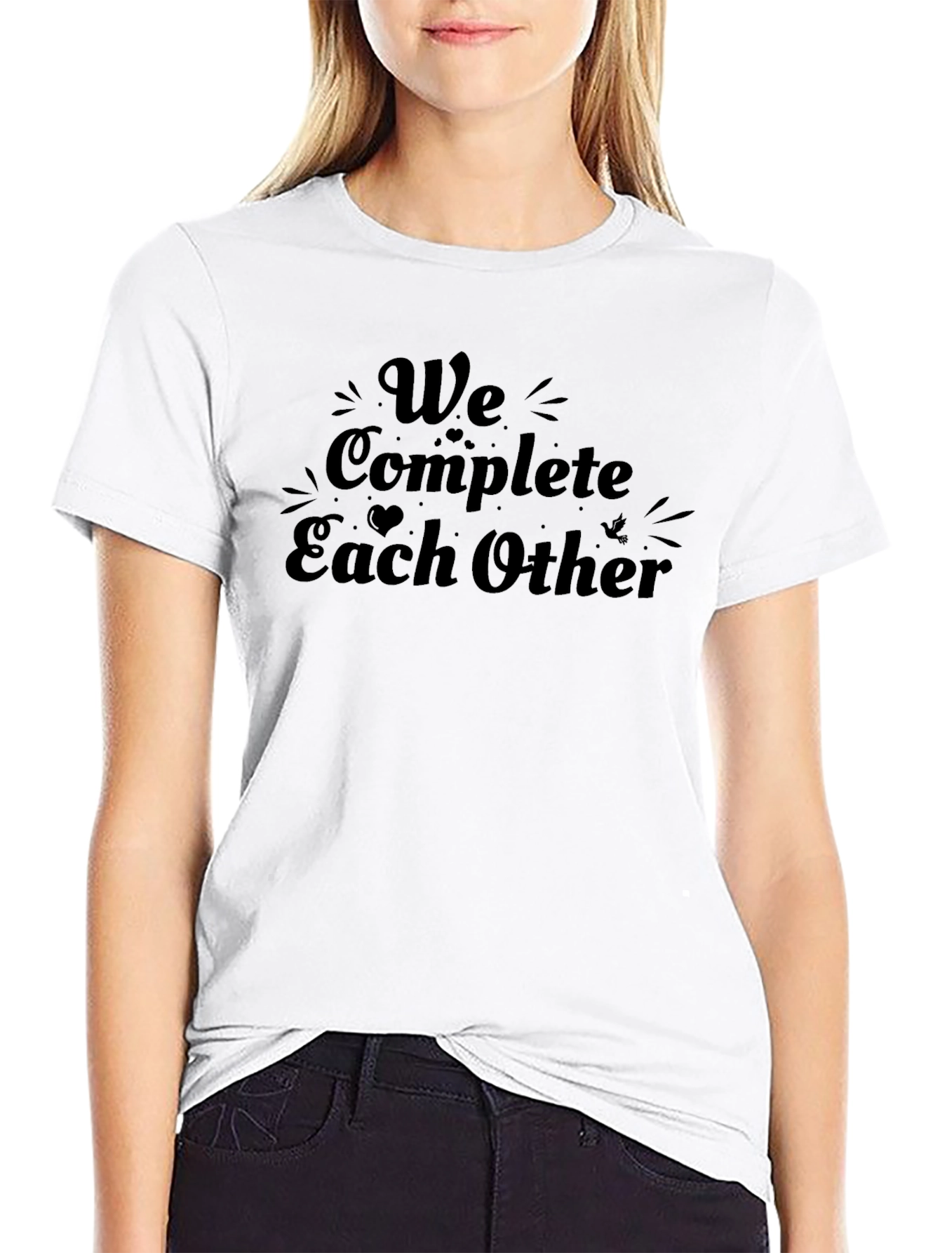 We Complete Each Other Black Graphic Tee