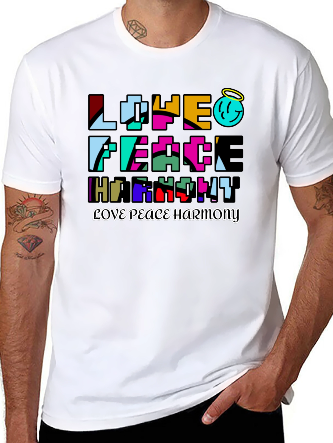 Love Peace Harmony Graphic T-Shirt - Black