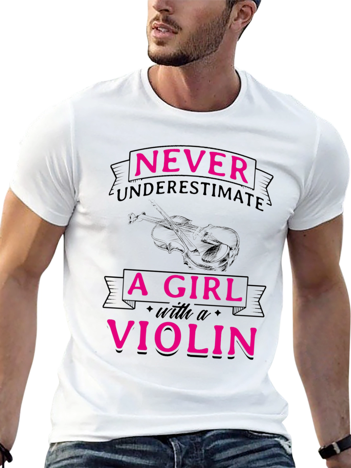 Never Underestimate A Girl With A Violin Black T-Shirt