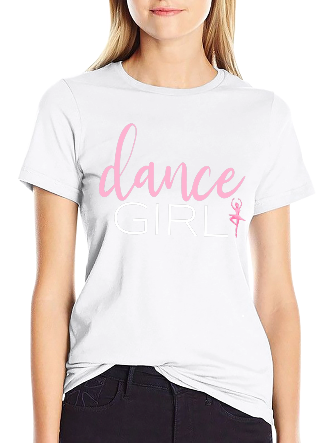 Dance Girl Graphic Tee - Black Cotton T-Shirt