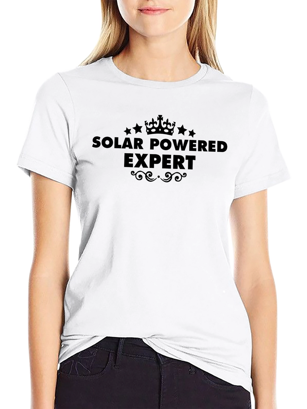 Solar Powered Expert T-Shirt - Black Crew Neck Tee