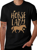 Horse Lady Graphic Tee - Equestrian Style Shirt