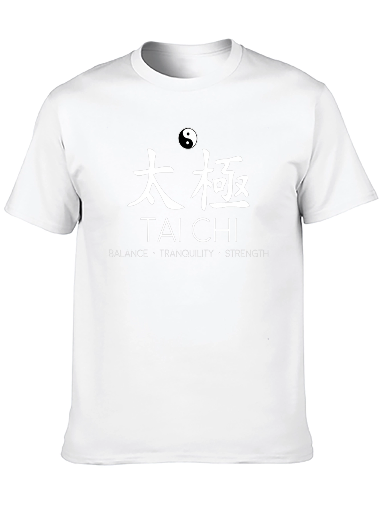 Tai Chi Balance Tranquility Strength Black T-Shirt