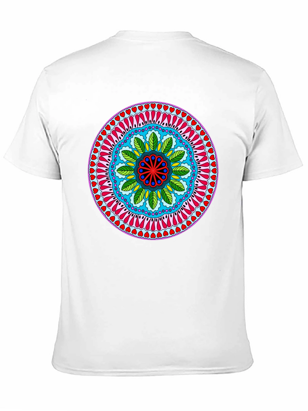 Vibrant Mandala Print Black T-Shirt