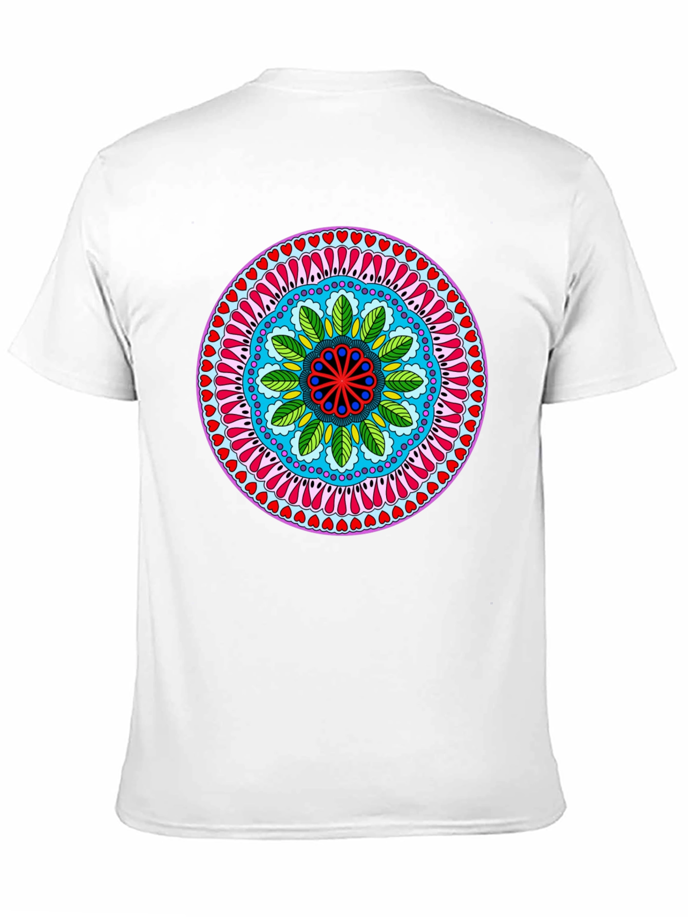 Vibrant Mandala Print Black T-Shirt