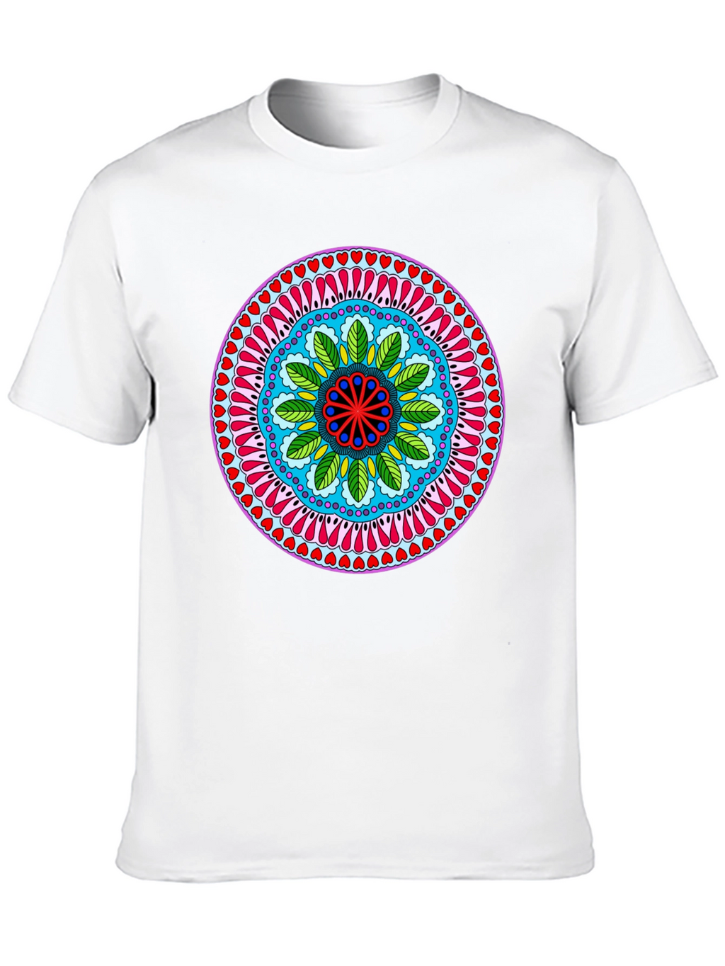 Vibrant Mandala Print Black T-Shirt