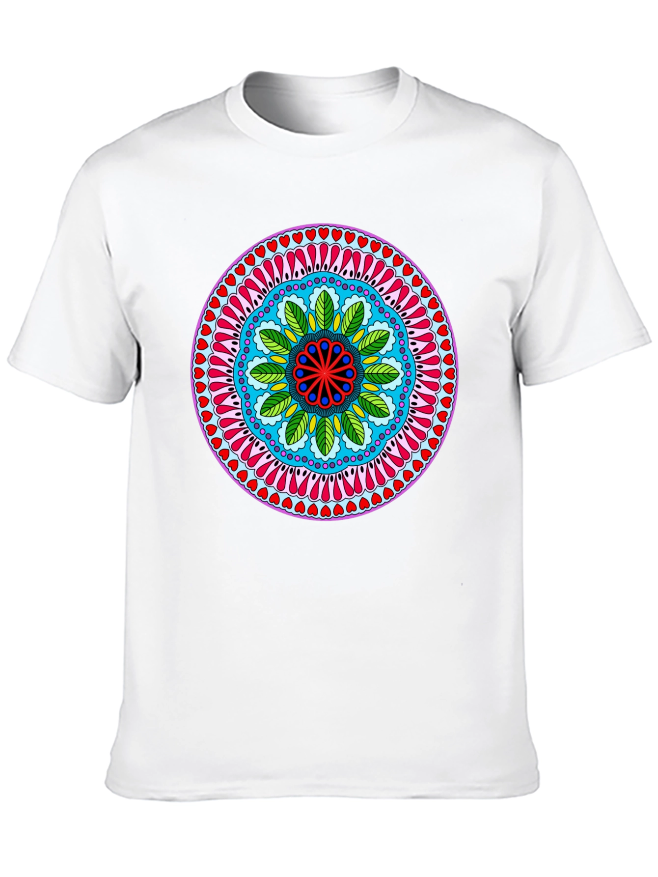 Vibrant Mandala Print Black T-Shirt