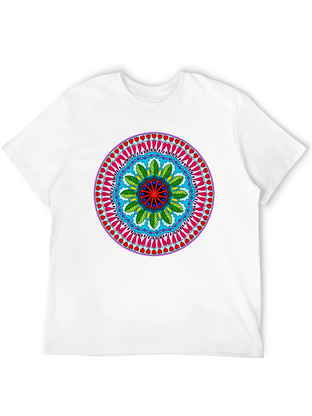 Vibrant Mandala Print Black T-Shirt