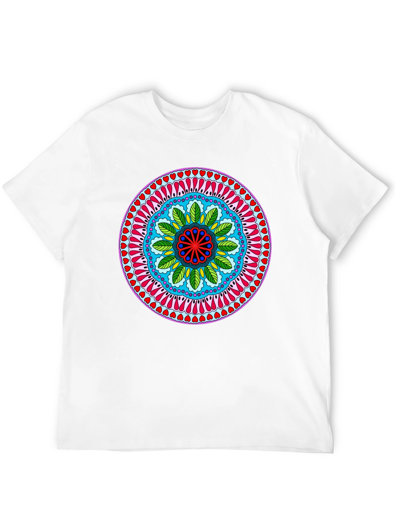 Vibrant Mandala Print Black T-Shirt