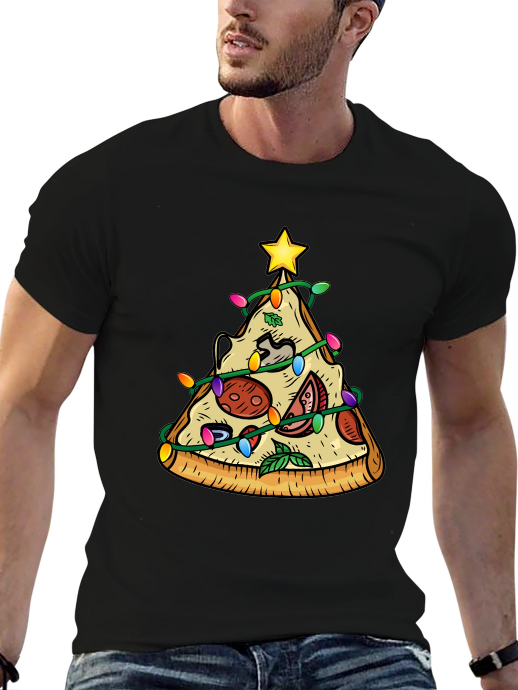 Pizza Christmas Tree T-Shirt - Festive Holiday Tee