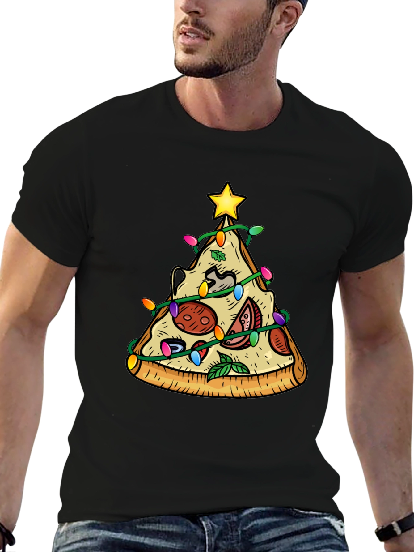 Pizza Christmas Tree T-Shirt - Festive Holiday Tee