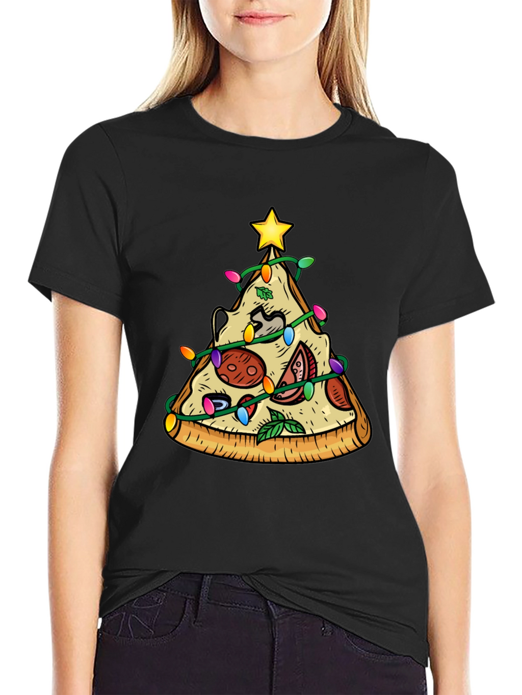 Pizza Christmas Tree T-Shirt - Festive Holiday Tee