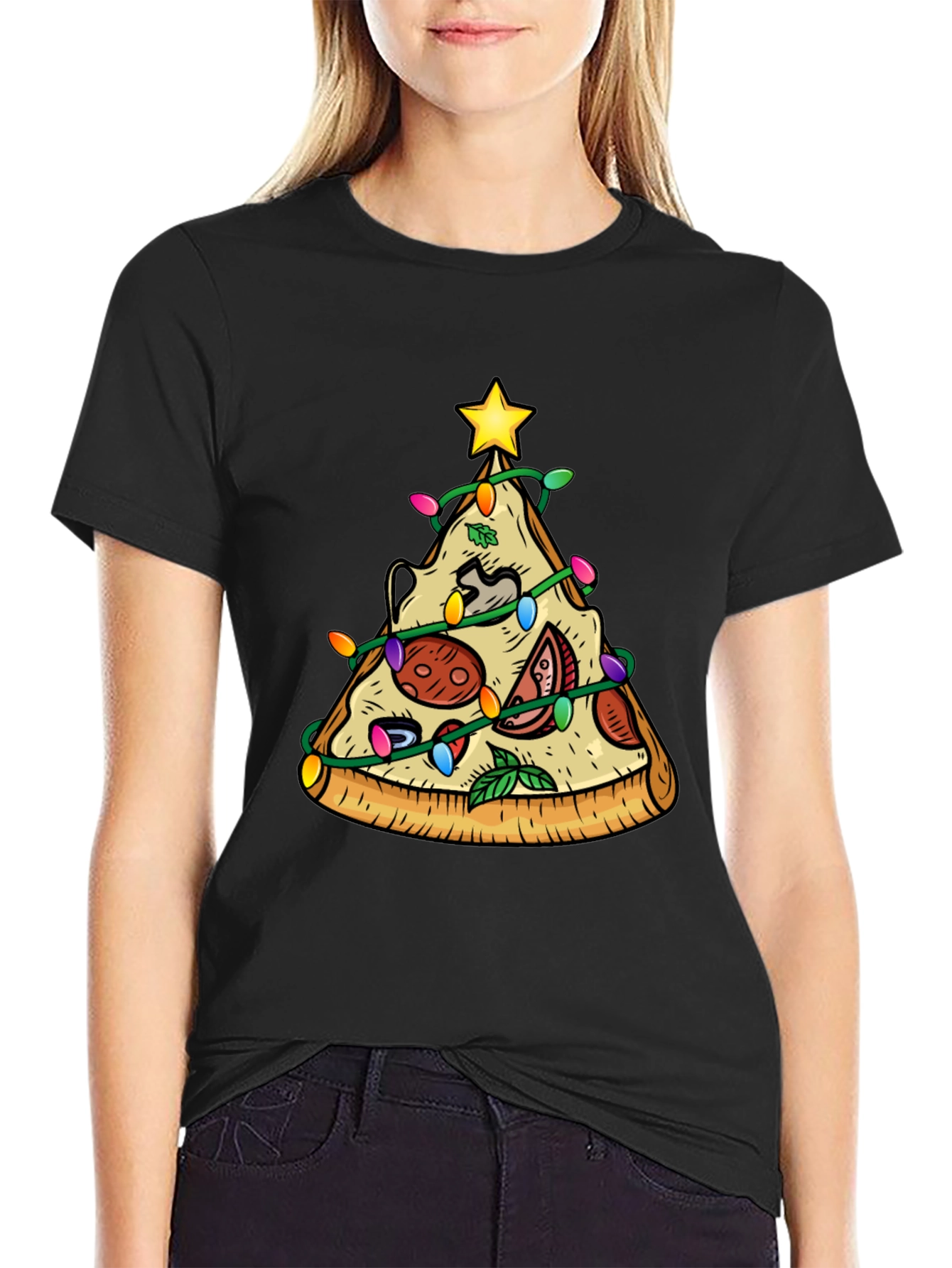 Pizza Christmas Tree T-Shirt - Festive Holiday Tee