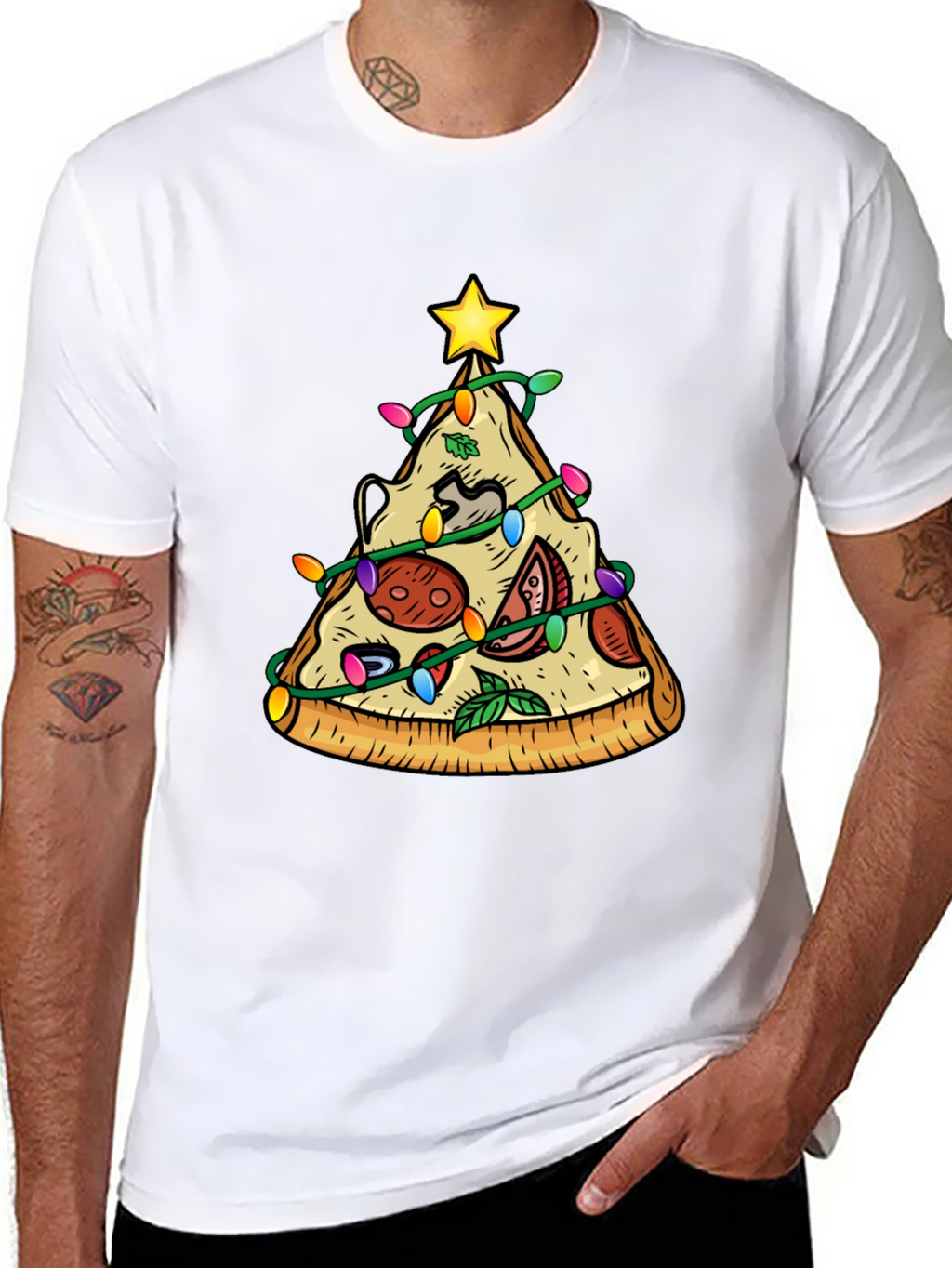 Pizza Christmas Tree T-Shirt - Festive Holiday Tee