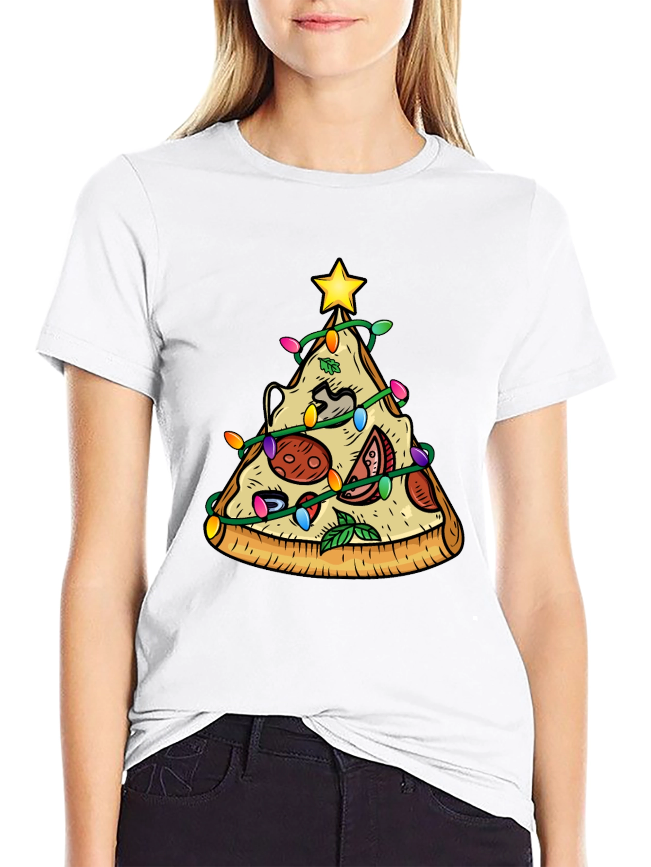Pizza Christmas Tree T-Shirt - Festive Holiday Tee