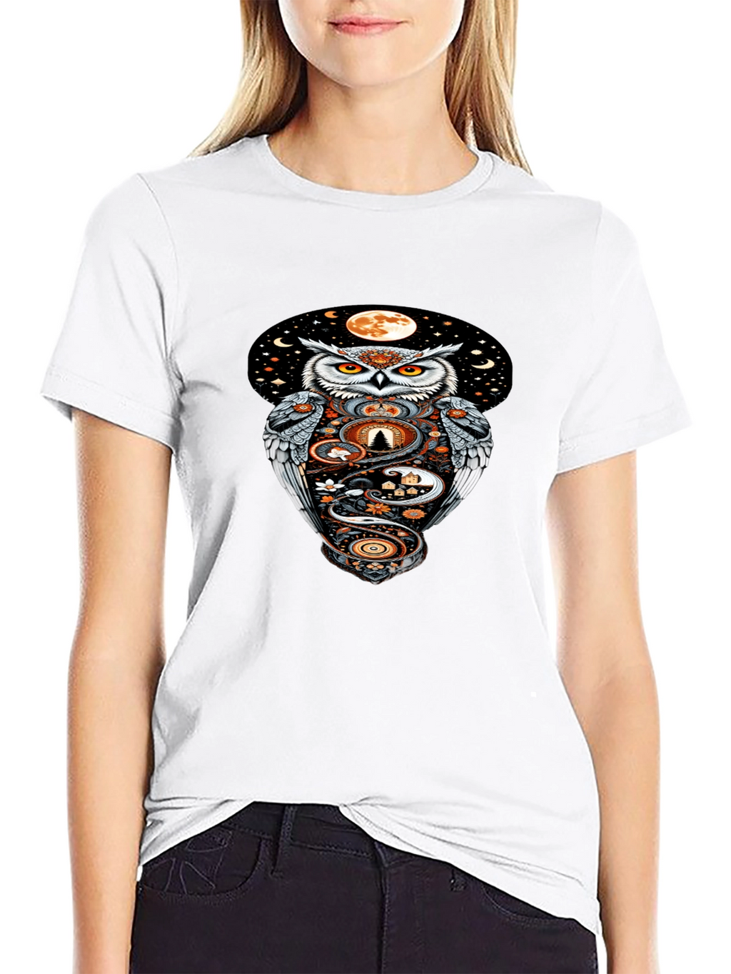 Owl Moon Graphic Tee - Mystical Night Design