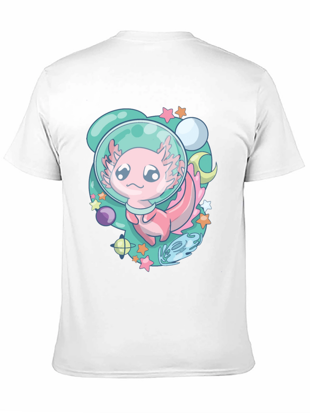 Astronaut Axolotl T-Shirt Space Cartoon Tee