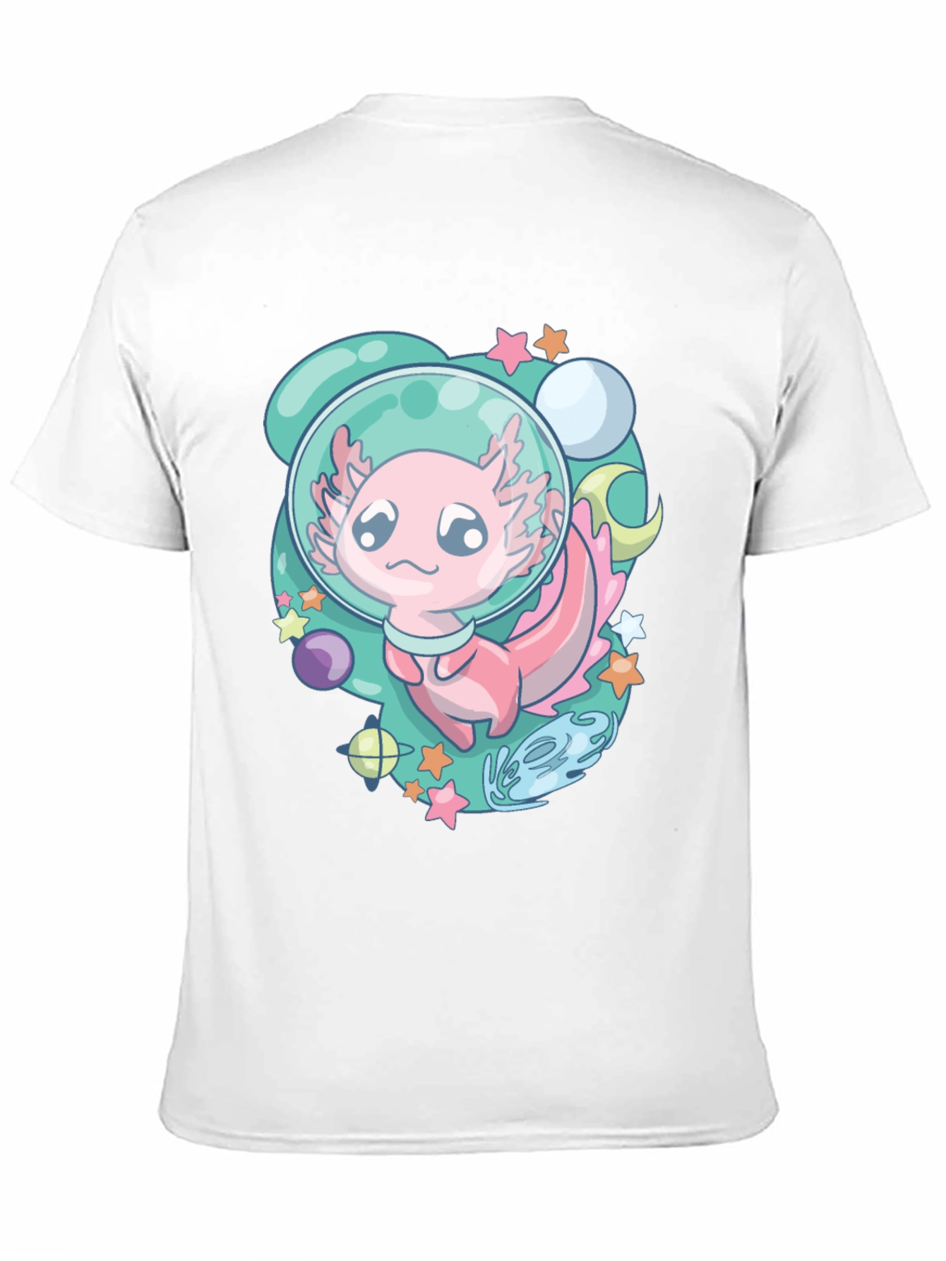 Astronaut Axolotl T-Shirt Space Cartoon Tee