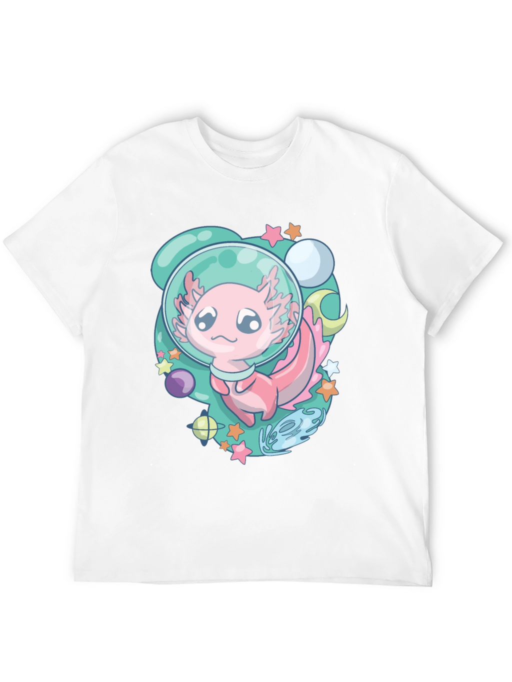Astronaut Axolotl T-Shirt Space Cartoon Tee