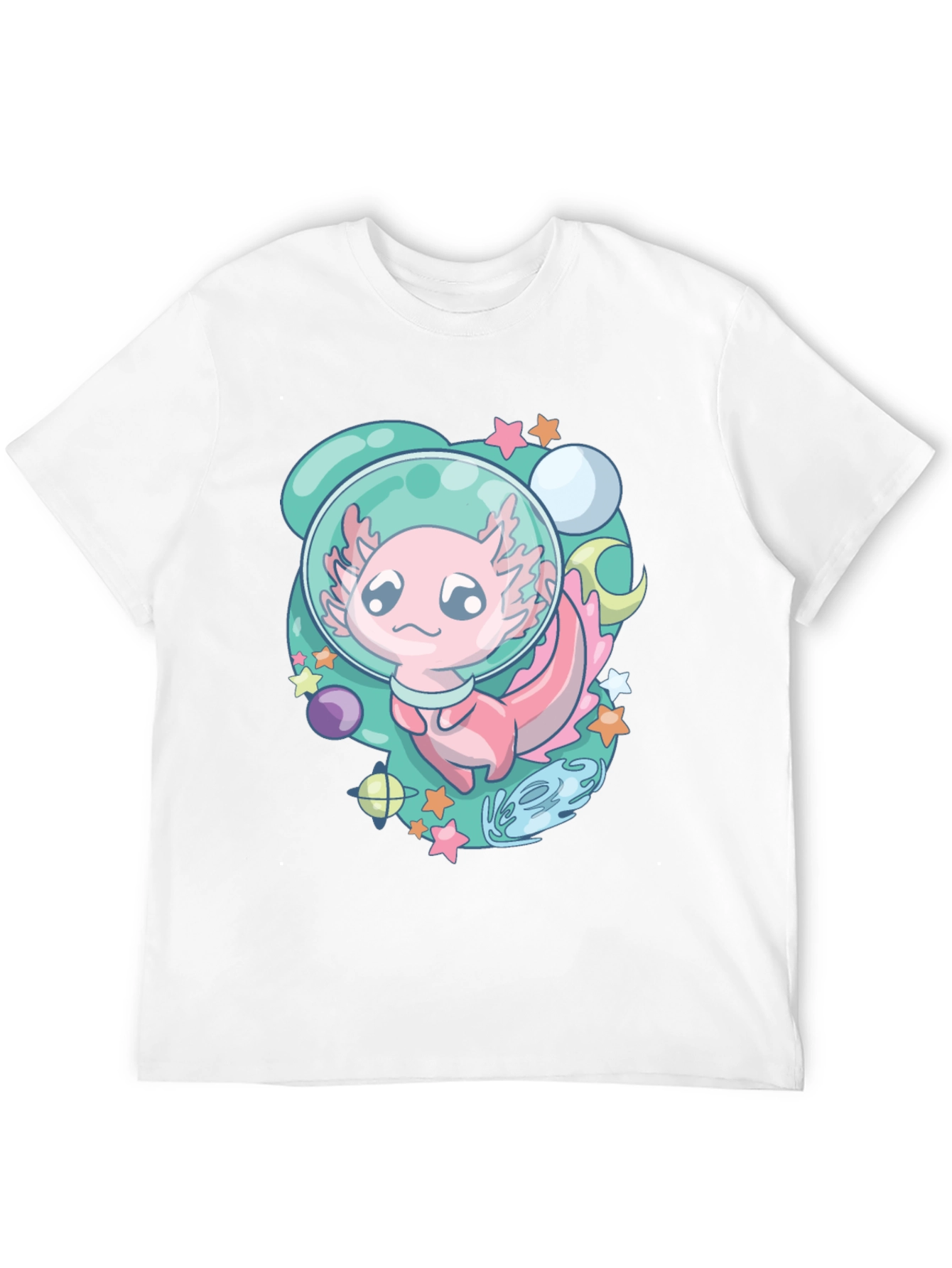 Astronaut Axolotl T-Shirt Space Cartoon Tee