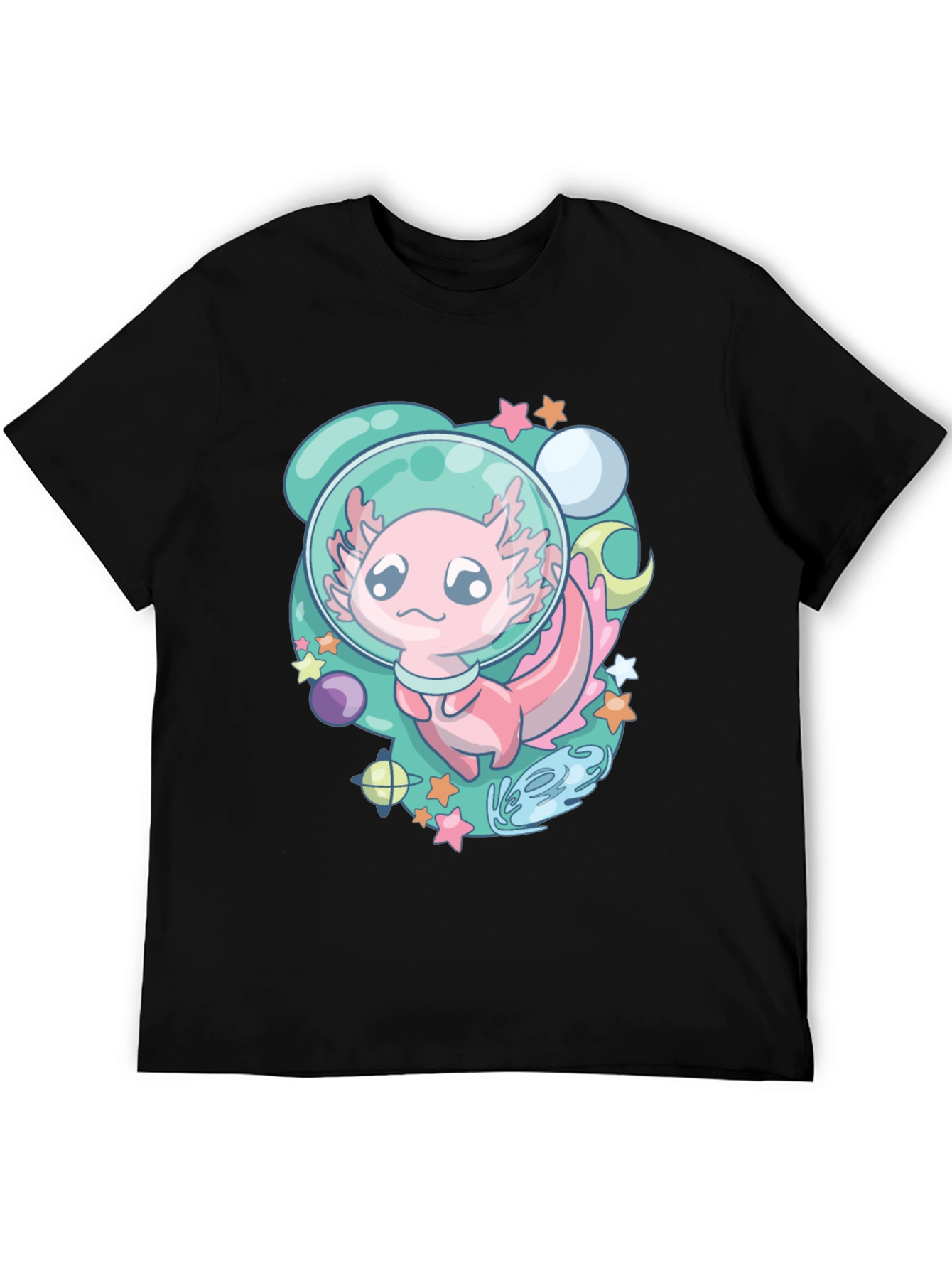 Astronaut Axolotl T-Shirt Space Cartoon Tee