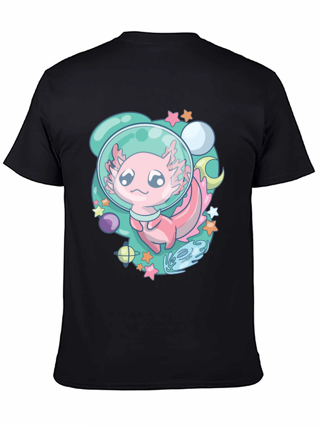 Astronaut Axolotl T-Shirt Space Cartoon Tee