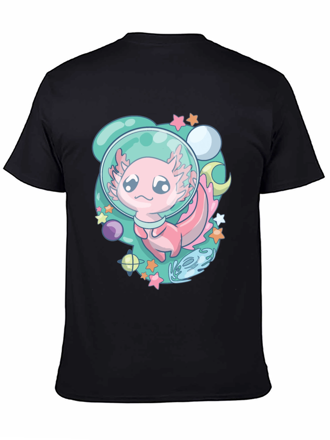 Astronaut Axolotl T-Shirt Space Cartoon Tee