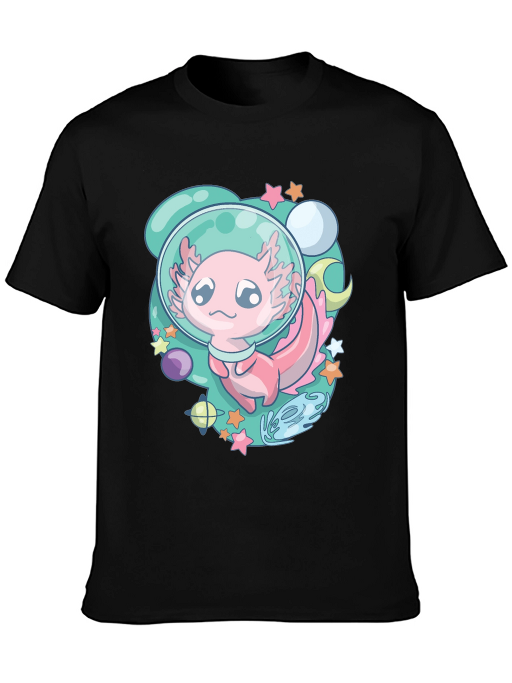 Astronaut Axolotl T-Shirt Space Cartoon Tee