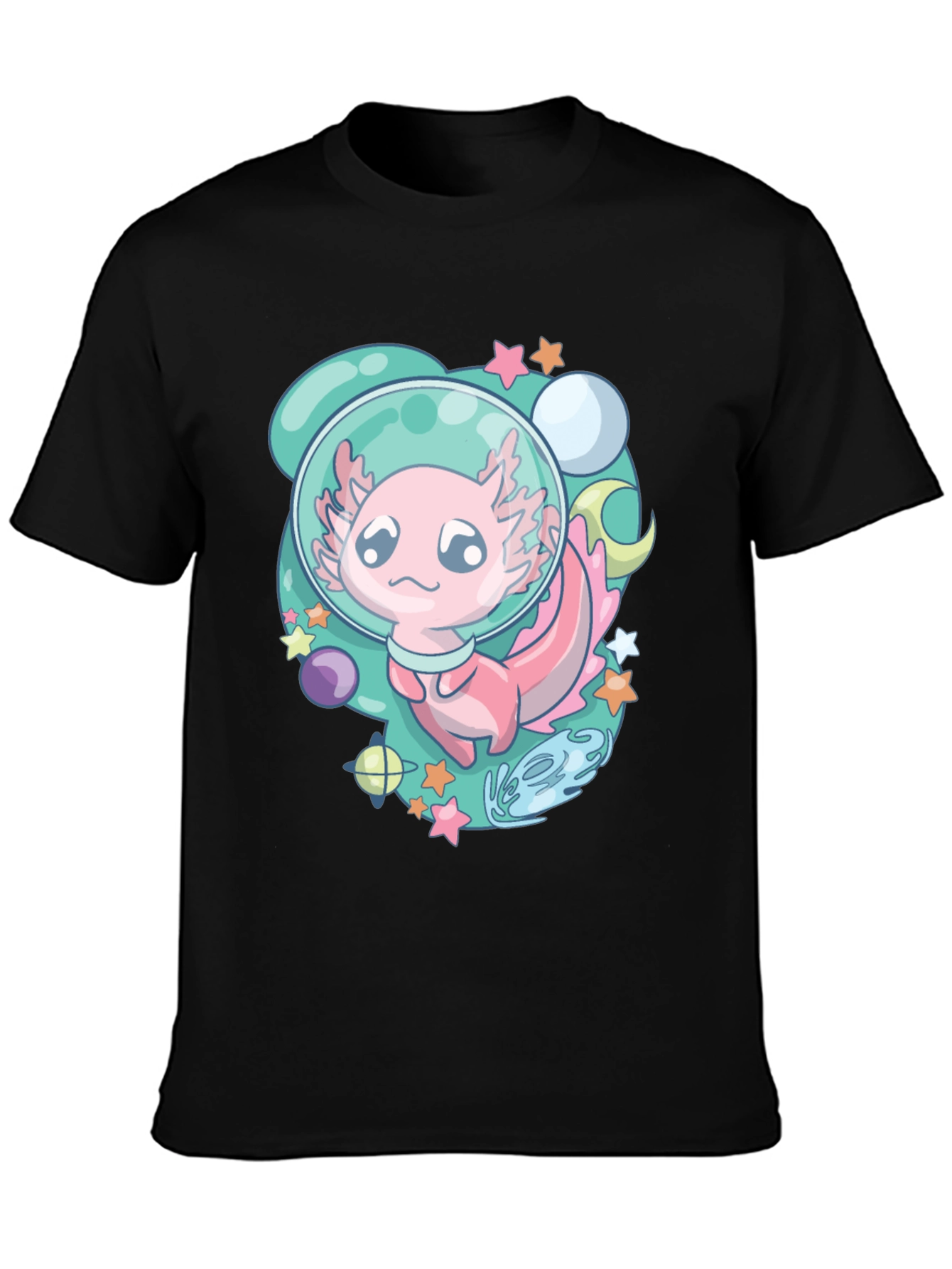 Astronaut Axolotl T-Shirt Space Cartoon Tee