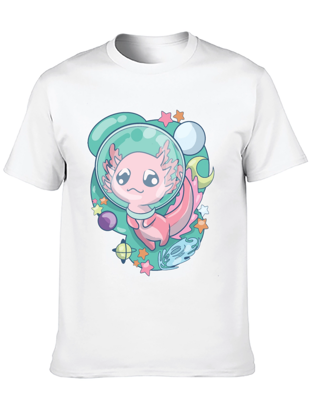 Astronaut Axolotl T-Shirt Space Cartoon Tee