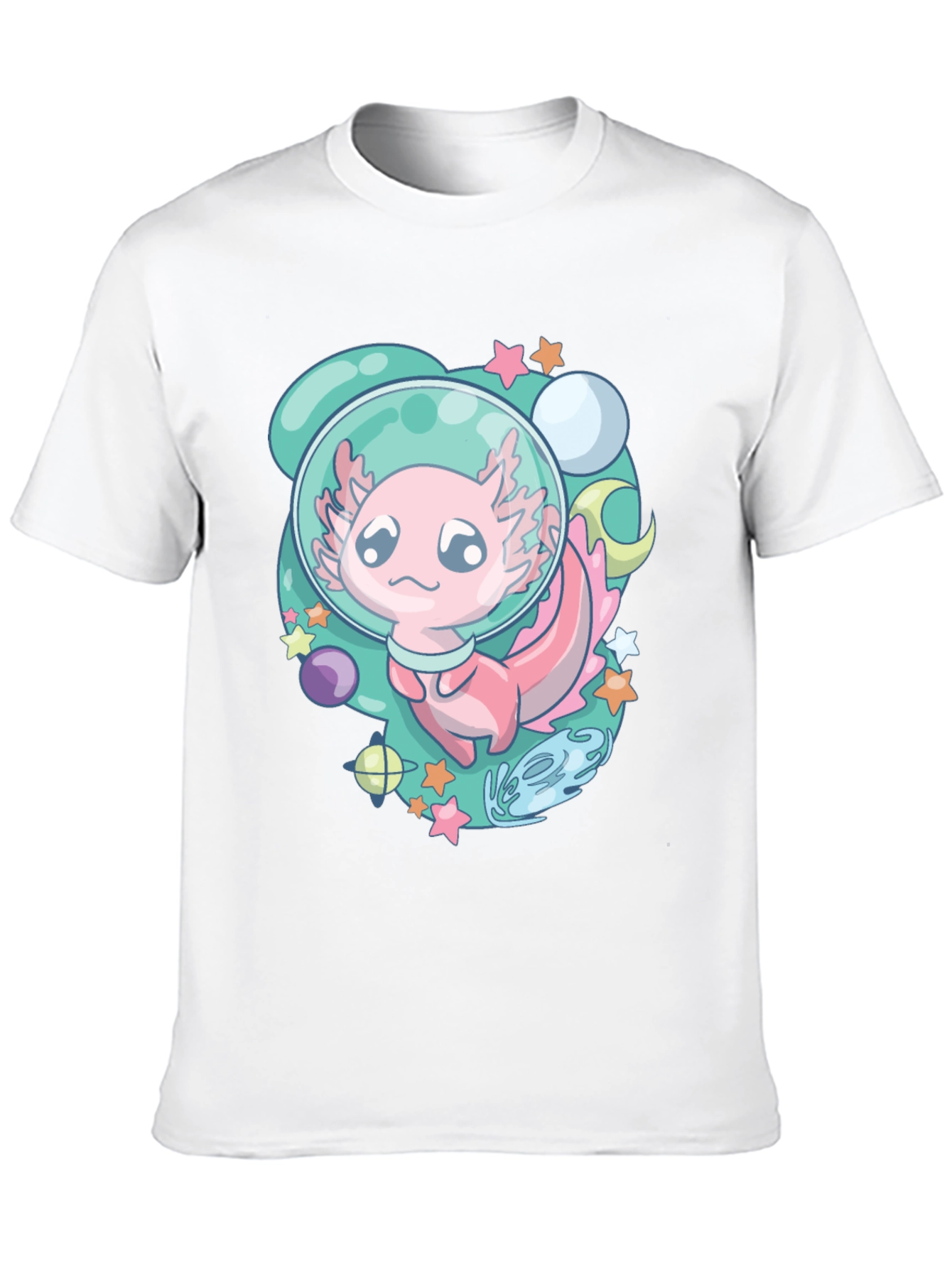 Astronaut Axolotl T-Shirt Space Cartoon Tee