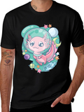 Astronaut Axolotl T-Shirt Space Cartoon Tee