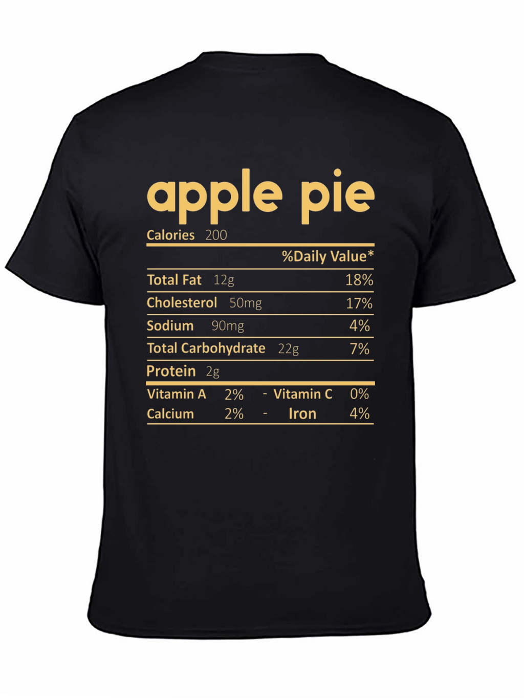 Apple Pie Nutrition Facts T-Shirt - Funny Foodie Tee