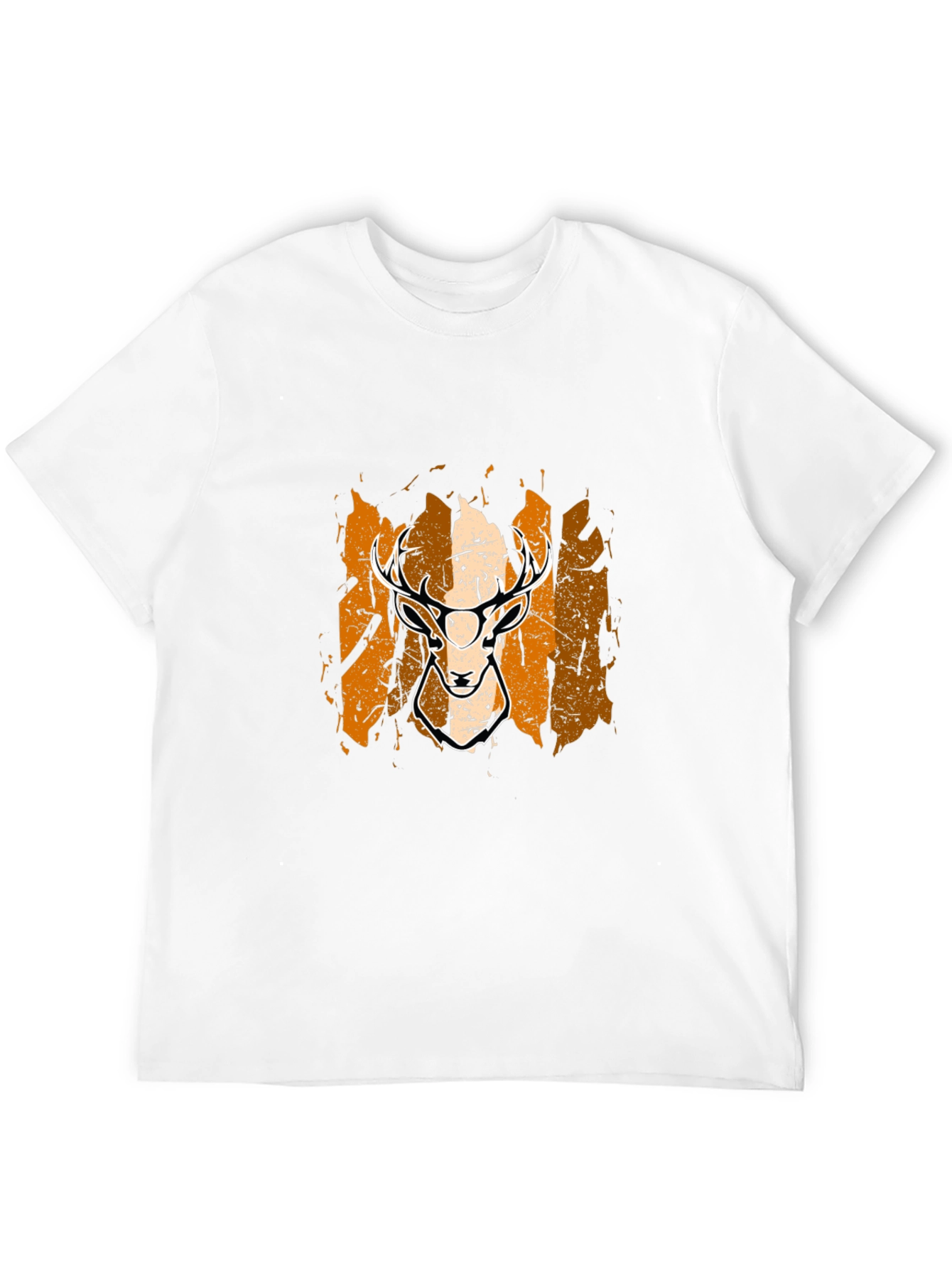 Deer Graphic Tee - Black Cotton Blend Casual Shirt