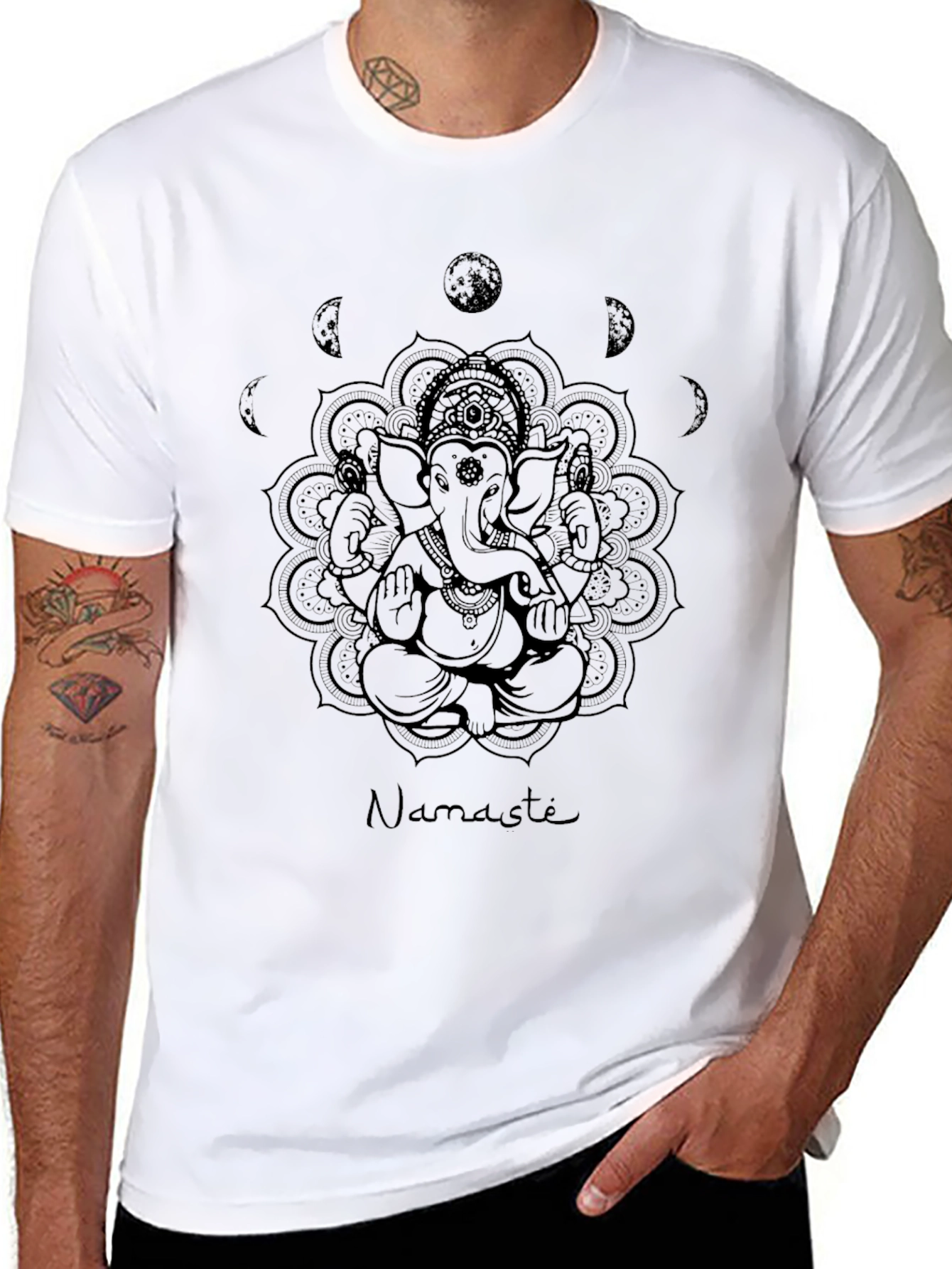 Ganesh Namaste Graphic T-Shirt - Black
